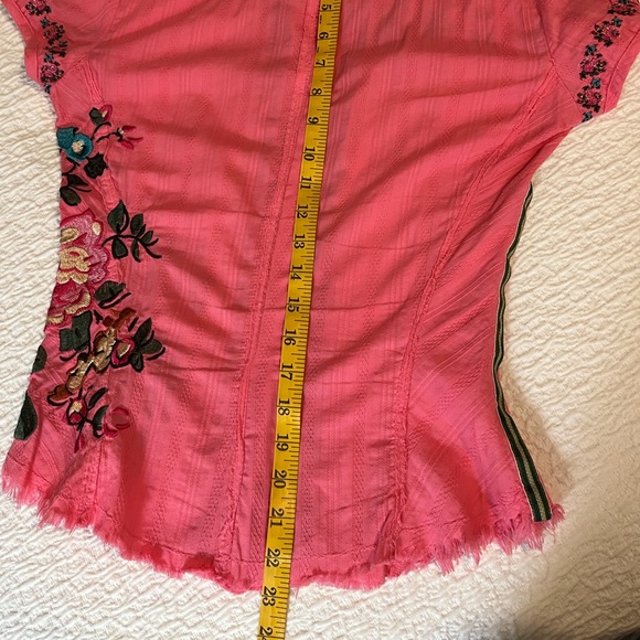 Johnny Was Pink Floral Embroidered Button Down Shirt - Picture 11 of 11